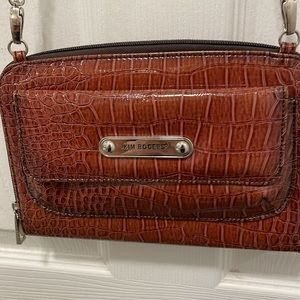 New Kim Rogers small cross body purse~ handbag~ brown alligator design ~ NWOT